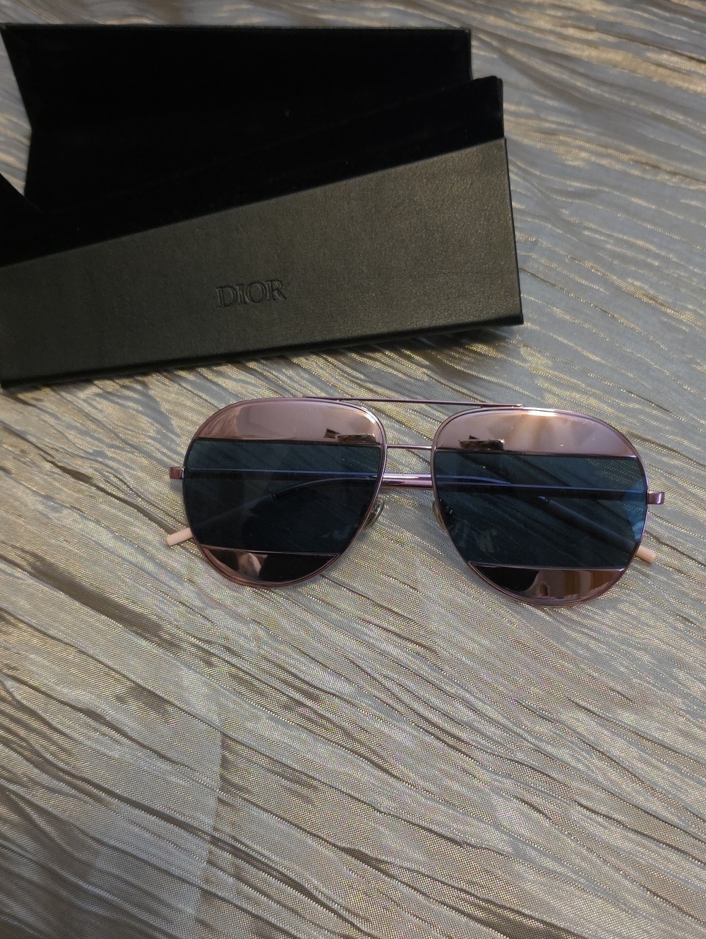 Dior Women's Rose Gold Frame Sunglasses with Dark Lenses